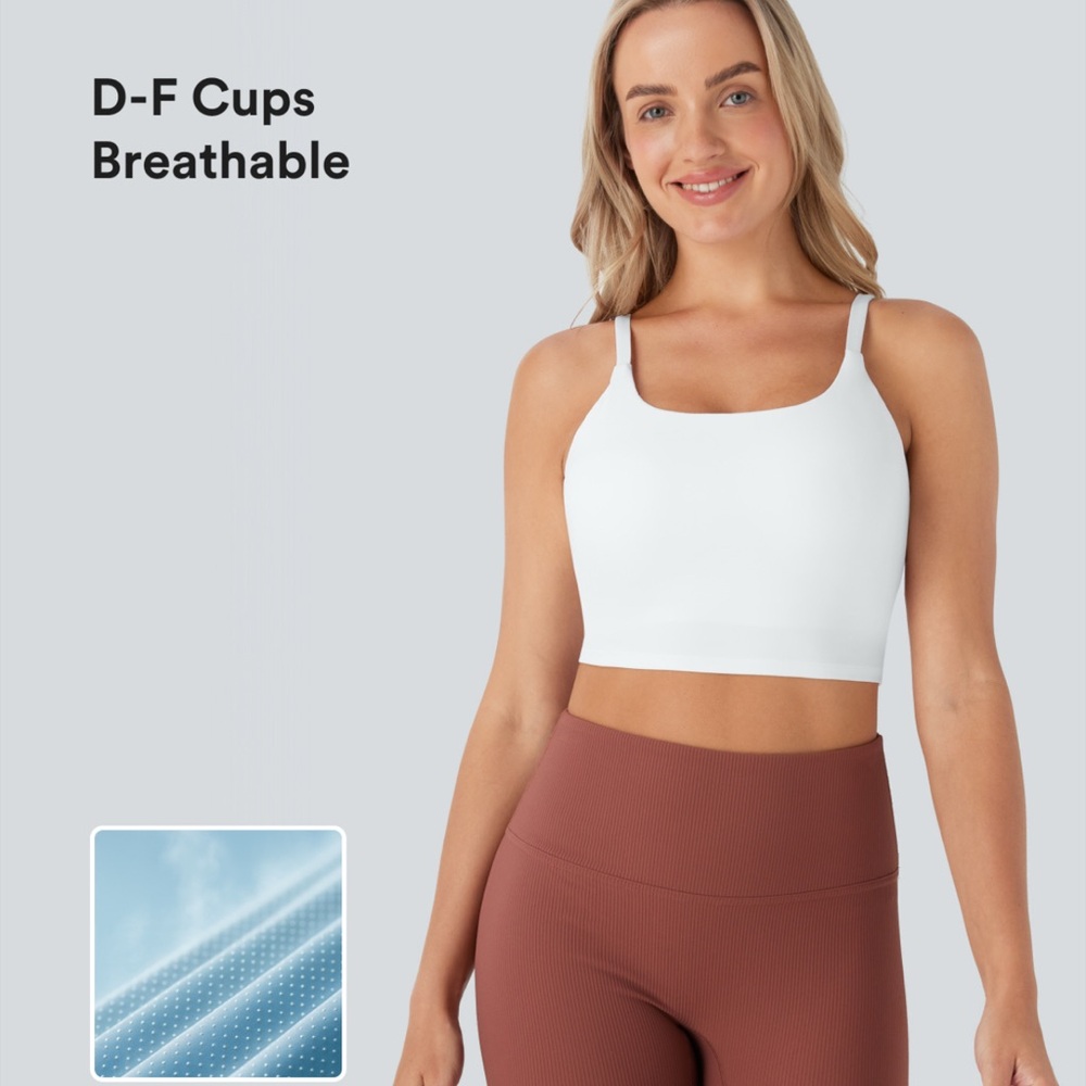 HALARA White Sports Bra for D-F Cups